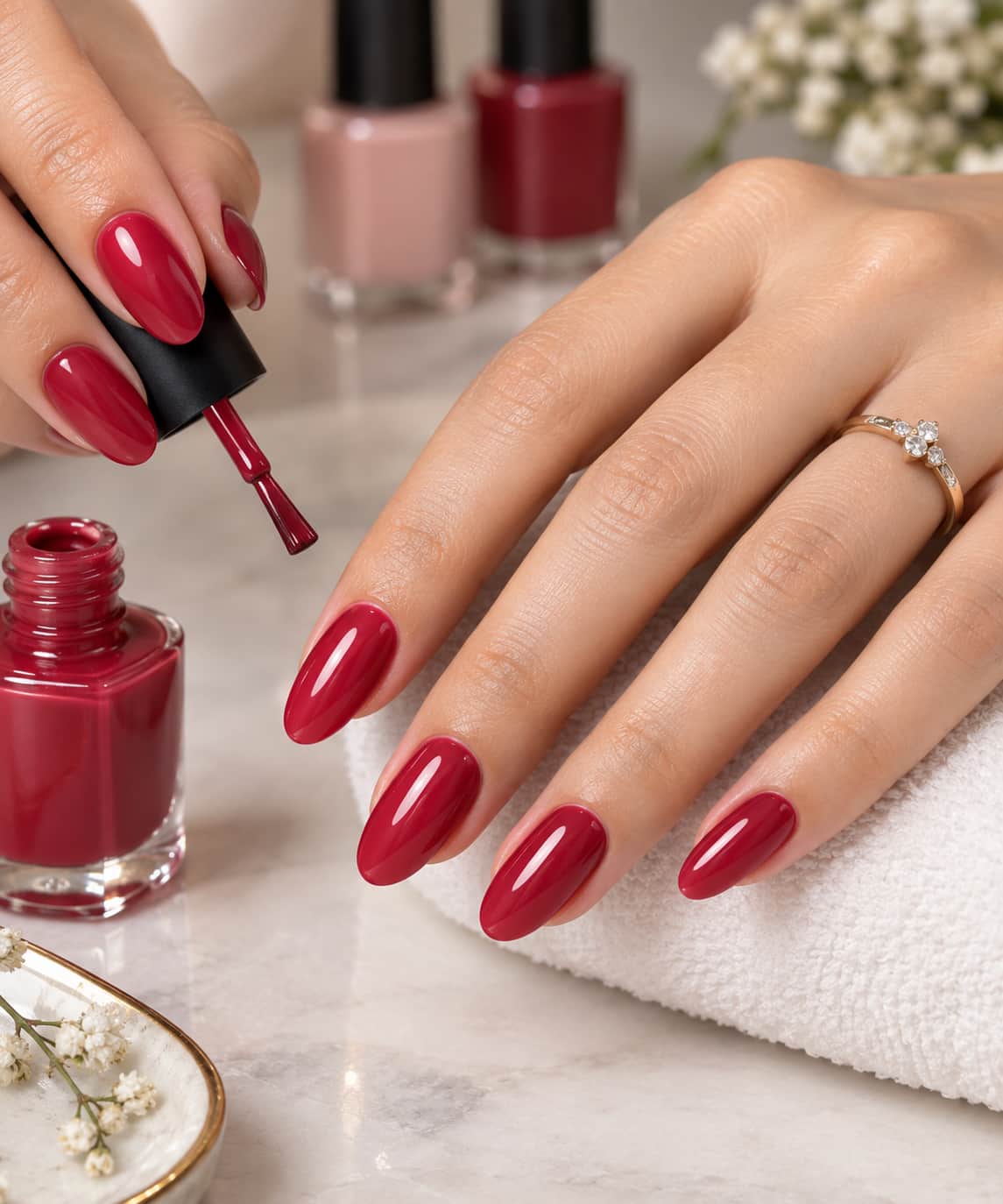 Classic nail polish manicure